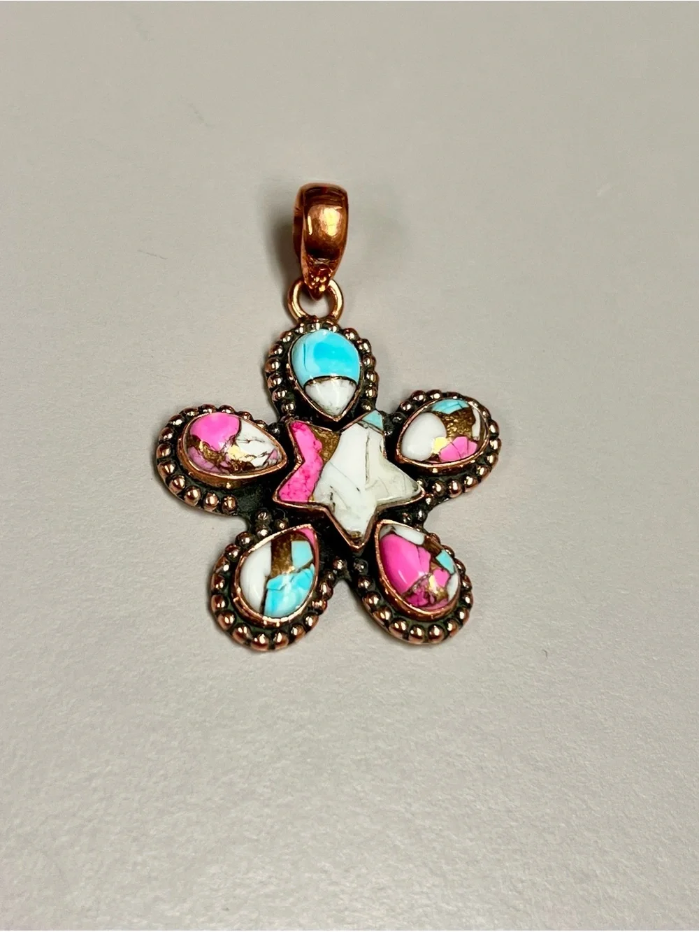 Copper Cotton Candy Turquoise Star Pendant